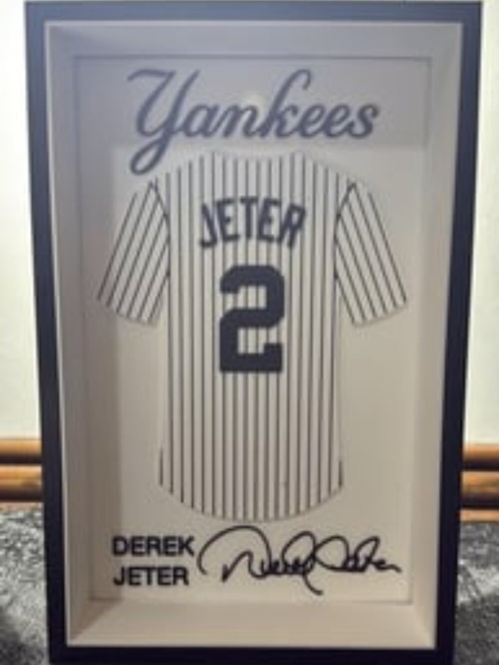 New York Yankees Derek Jeter #2 Pinstripe Jersey Shadowbox